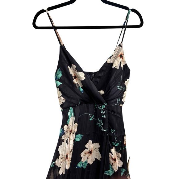 NWT Lulus Floral Midi Dress Black Beige Cream XS (Fits Small ) - Picture 5 of 11
